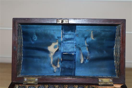 A Victorian Tunbridgeware domed box length 25.5cm